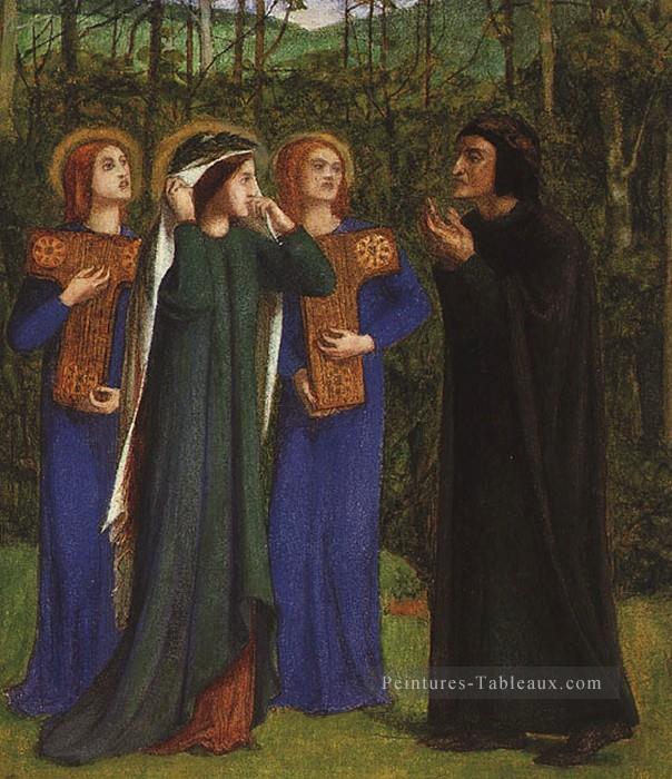 La Rencontre de Dante et Béatrice au Paradis préraphaélite La Confrérie Dante Gabriel Rossetti Peintures à l'huile